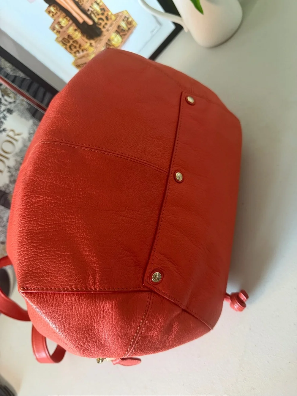 Coach Turnlock Tie Bucket Bag – Coral Pebbled Leather Drawstring Shoulder Bag